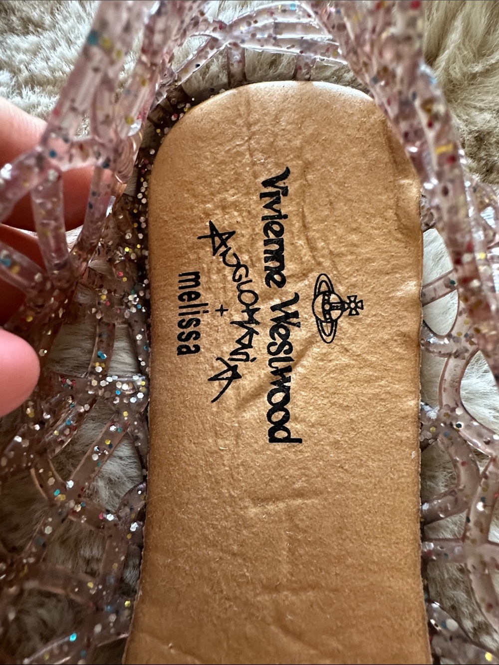 Vivienne Westwood ANGLOMANIA Melissa Glitter Pink Jelly Ballet Flats - Picture 2 of 4